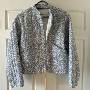 Light Cropped Floral Baby Blue Jacket